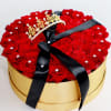 The roses are tightly arranged for a full, polished dome set inside