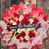 50  White &amp; Pink Roses with beautiful tulips 
