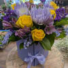 Double heart box with flowers and an added gift.