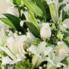A refined study in purity and height, our Designer&rsquo;s Choice All‑White Arrangement