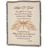 Fringed memorial throw blanket with angel wings and a sympathy poem