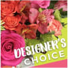 Mixed bouquet of pink and orange roses with alstroemeria