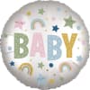 Round balloon with pastel stars and the word BABY