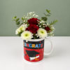 Bright red roses paired with crisp white daisy-like blooms create an instantly