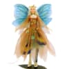 Decorative fairy figurine with blue wings and a gold dress