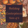 Holiday centerpiece collage with pumpkins, lanterns, flowers, and autumn decor