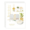 Baby shower card with a nursery scene and "Welcome Home Sweet Baby!" text