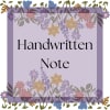 Lavender floral note card with the words Handwritten Note