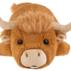Plush brown bull head with horns and black eyes