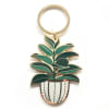 Leaf-shaped enamel keychain with a gold ring