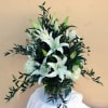 Fragrant Casablanca lillies with hydrangeas. 
(14"w x 22"h)