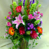Extravagant bright arrangement of mixed flowers that will WOW anyone! 