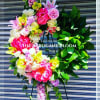 Pionies , yellow cymbidiums orchids , pink garden roses , pink lilies