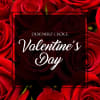 Red roses with Valentine’s Day text overlay