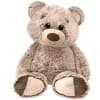 Plush teddy bear with beige fur and dark eyes