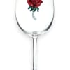 Wine glass with a jeweled red rose decoration