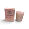 Pink boxed votive candle beside a matching candle