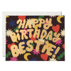 Birthday card with colorful "Happy Birthday Bestie!" text