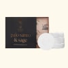 Boxed palo santo and sage shower steamers with white tablets