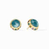 Gold Rainbow Stud Earring with Iridescent Montana Blue colored stone. 

Discover the