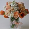 Rose, Calla Lilly, Carnations, Tulips, Hypericum, Freesia, Stock