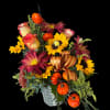 Celebrate Fall with this festive arrangement for Pumpkins, Sunflowers and Roses