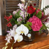 Amazing!!! Bouquet of Tropical flowers in brown metallic container, is a game