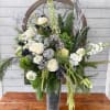 Very elegant Silver and White arrangement. Ceramic silver vase. 