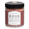 Jar of rose clay mask with a black lid and pink label