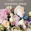 Pastel standing spray with roses and lisianthus