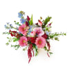 Pink and blue mixed bouquet with gerbera daisies and orchids