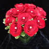 Bouquet of red roses with rhinestone centers