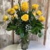 1 Dozen Yellow Roses with Mixed Greens