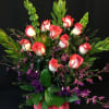 Long stem dozen plus big sprays of dendrobium orchids to complement your