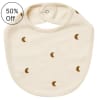 Cream baby bib with brown crescent moon pattern