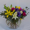 Vase of Anemones, Lilly, Hyacinth &amp; Tulips Vase with silver dollar &amp;