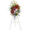 Standing tall, proud and patriotic, this dazzling free-standing spray is like a