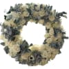 Classic White sympathy wreath, white hydrangea, white garden roses, dusty miller