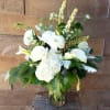 "White flowers" in a upright garden style design.  CALLAS are subject