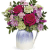  A Season bouquet of roses, statice, chrysanthemums &amp; festive greenery arranged