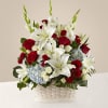 Celebrate their life with an exuberant and patriotic bouquet of red, white