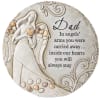 Round memorial plaque with an angel and the word Dad