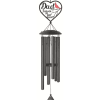 Heart-shaped memorial wind chime with a "Dad forever in our hearts" topper
