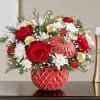 xmas greens red and white flowers