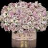 Pink and white rose bouquet in a personalized box