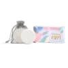 Soap bar in a mesh bag beside a pastel gift box for mom