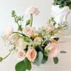 Blush and ivory rose bouquet with airy white filler flowers