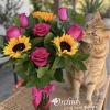 Brighten someone's day with the cheerful beauty of our Sunflower &amp; Fuchsia