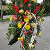 Bright colors flowers on a5&rsquo; stand 