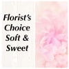 Soft pink floral arrangement with a "Florist's Choice" sign
